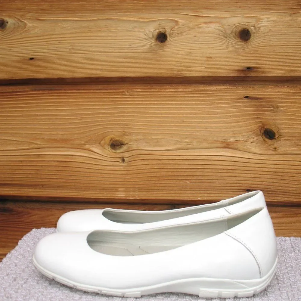 Womens White Slip Resistant Work Shoes Dress Flats